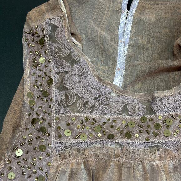 Gimmicks by BKE sleeveless lace panel top embroidered sequins romantic boho L - Picture 11 of 11